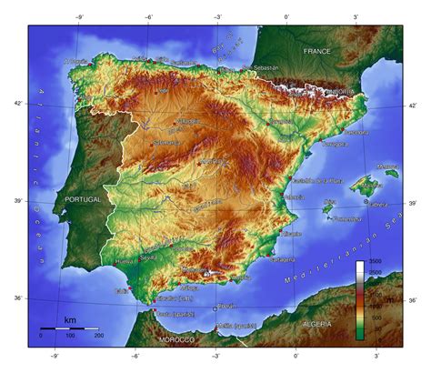 topographic map spain.